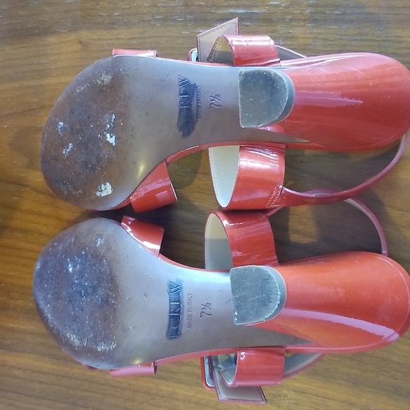 J crew orange red patent leather strappy heels - Picture 13 of 13
